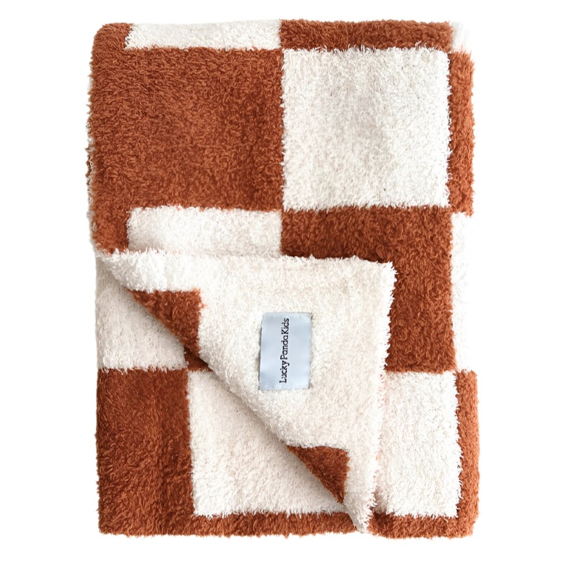 Checkered Plush Blanket | Copper