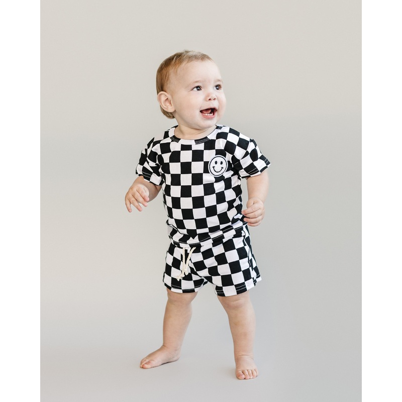 Checkered Shorts Set | Black