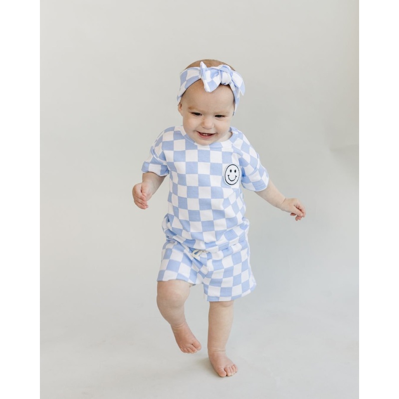 Checkered Shorts Set | Blue