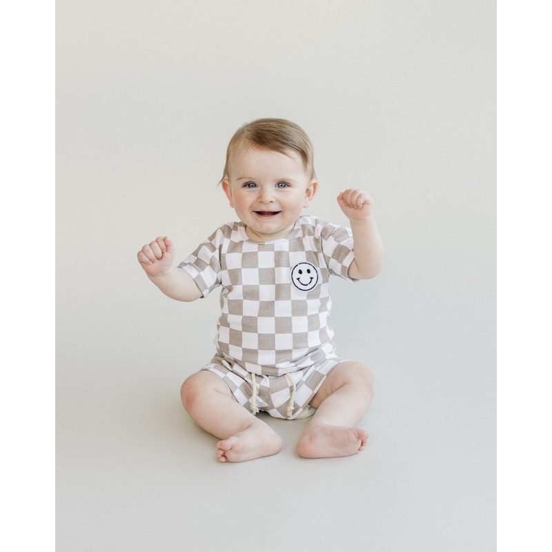 Checkered Shorts Set | Latte