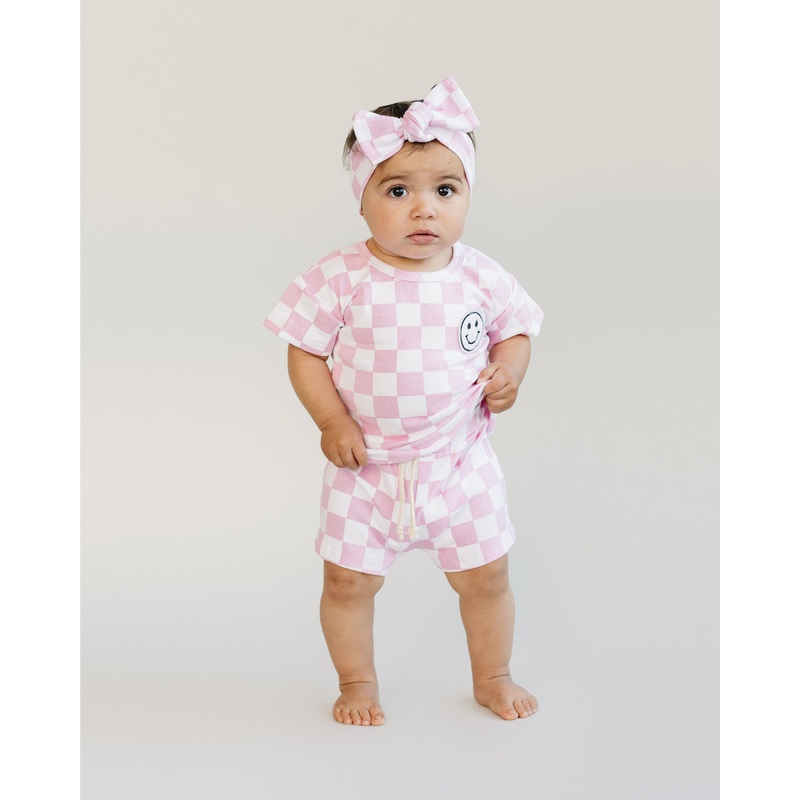 Checkered Shorts Set | Pink