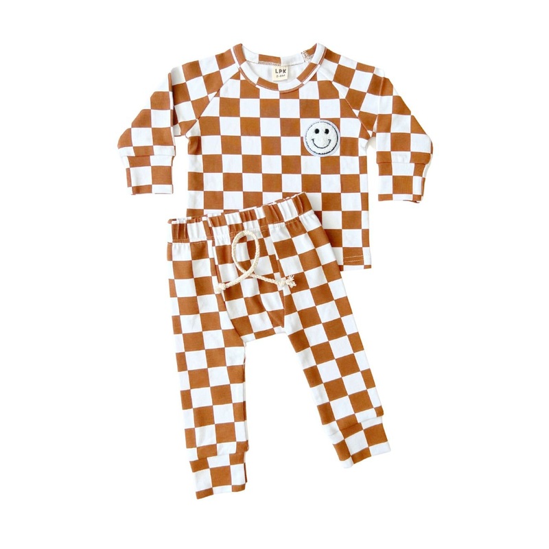 Checkered Smiley Lounge Set | Copper