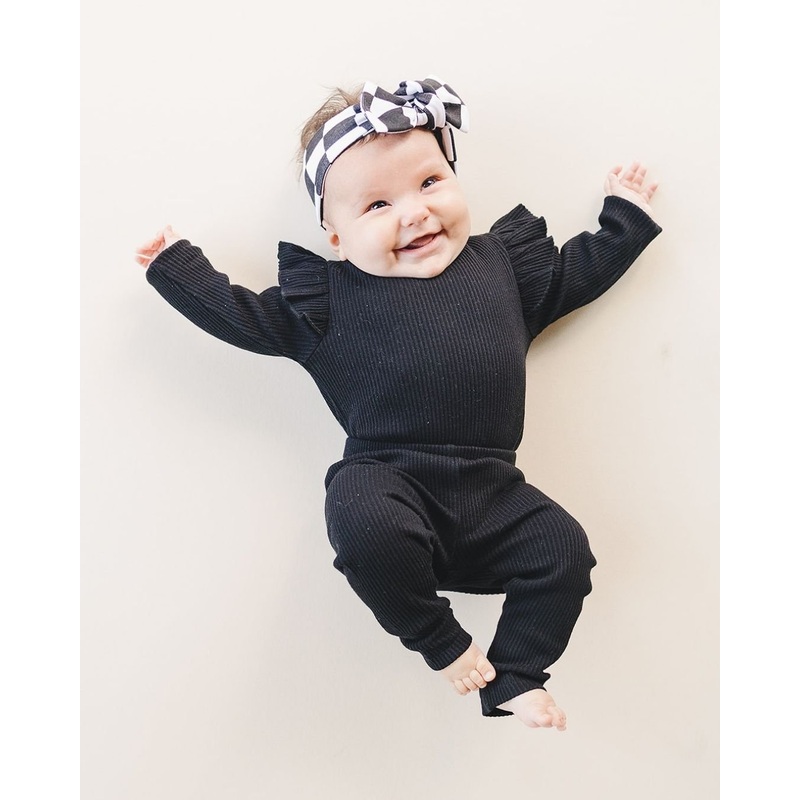 Flutter Sleeve Baby Bodysuit | Black
