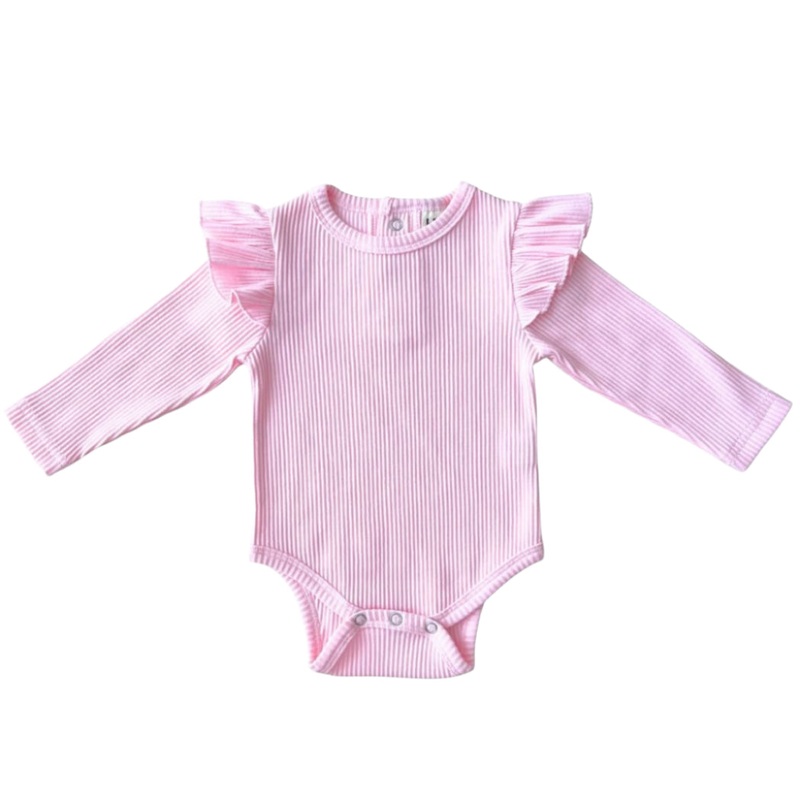 Flutter Sleeve Baby Bodysuit | Pink