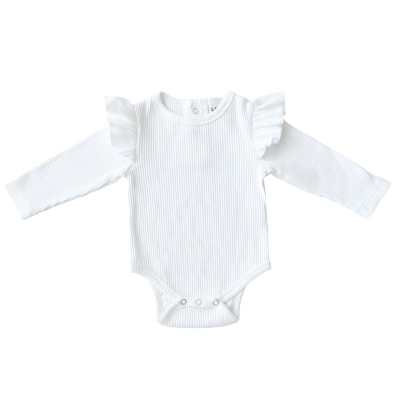 Flutter Sleeve Baby Bodysuit | White