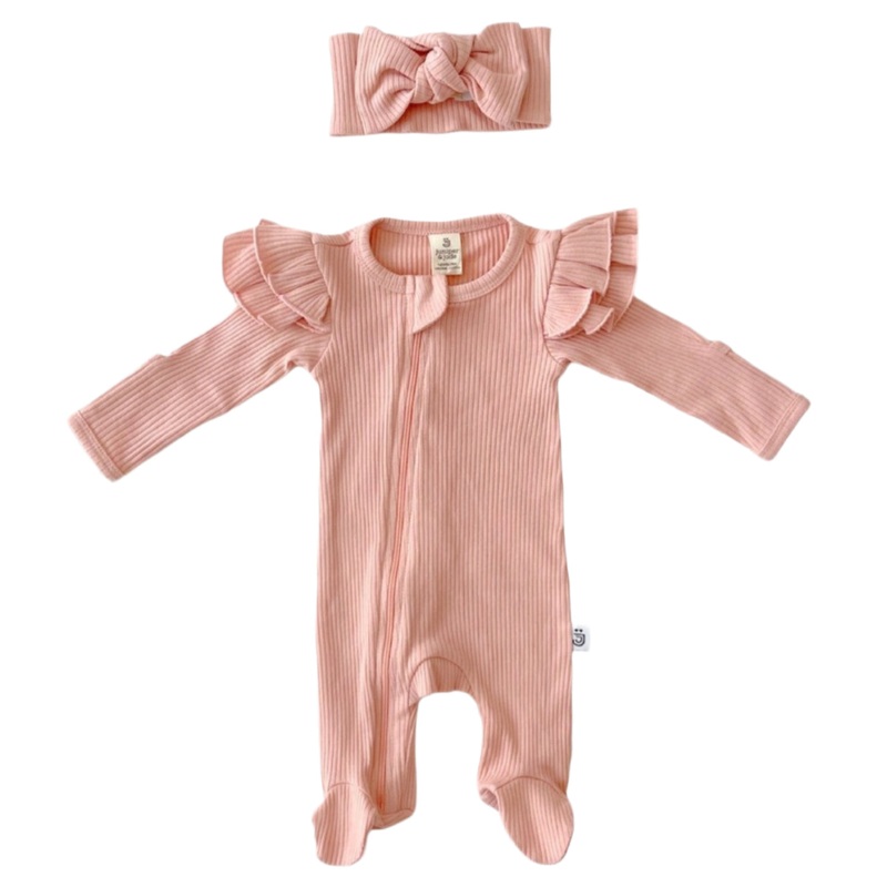 Organic Zip Footie Set | Pink