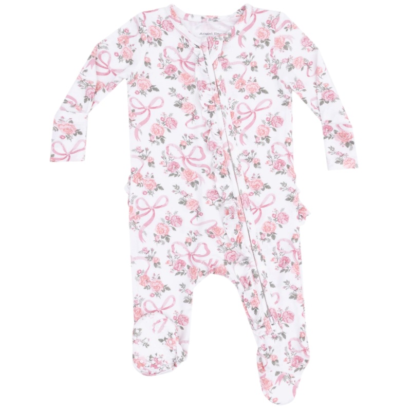 2 Way Ruffle Zipper Footie – Ribbons and Flowers