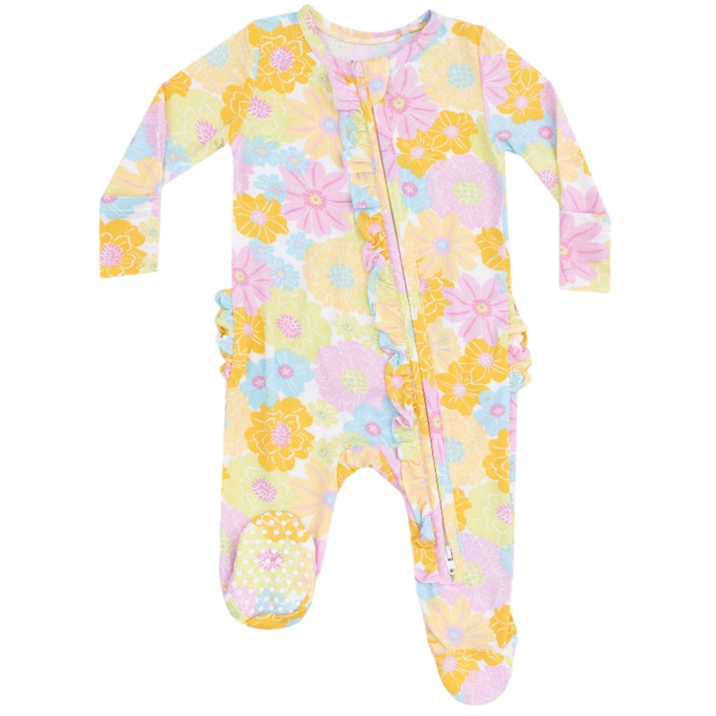 2 Way Ruffle Zipper Footie – Sunny Dahlias