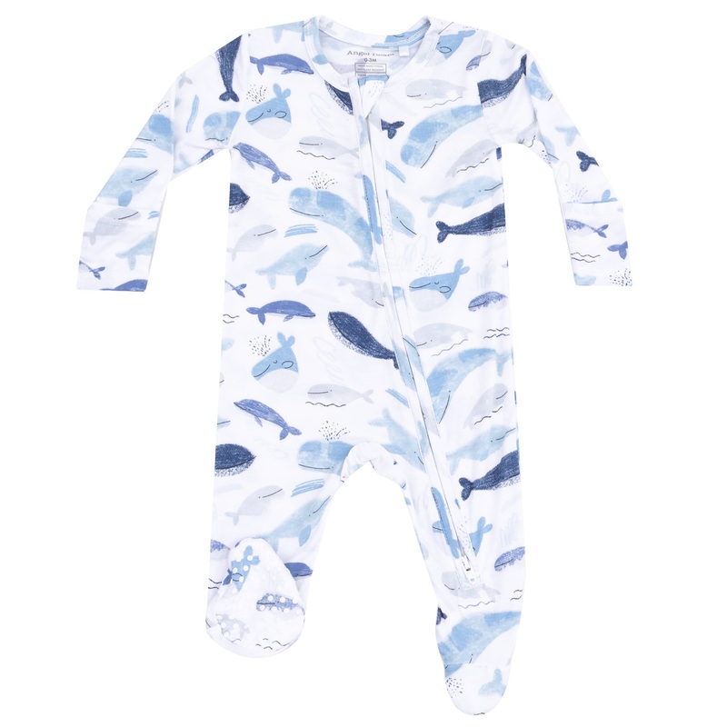 2 Way Zipper Footie – Blue Whales