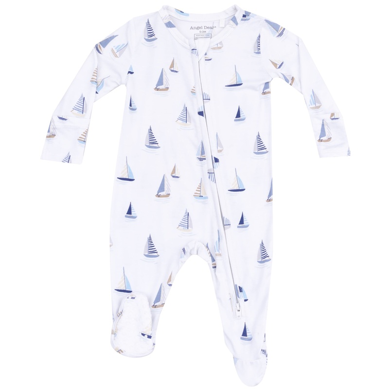 2 Way Zipper Footie – Sailboats Blue