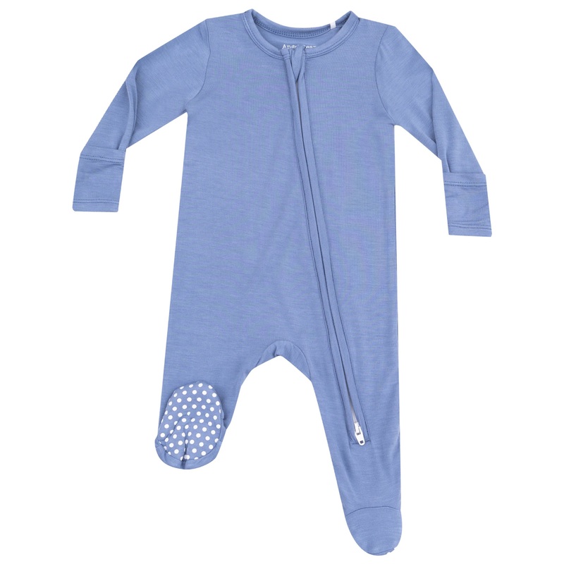 2 Way Zipper Footie – Solid Country Blue