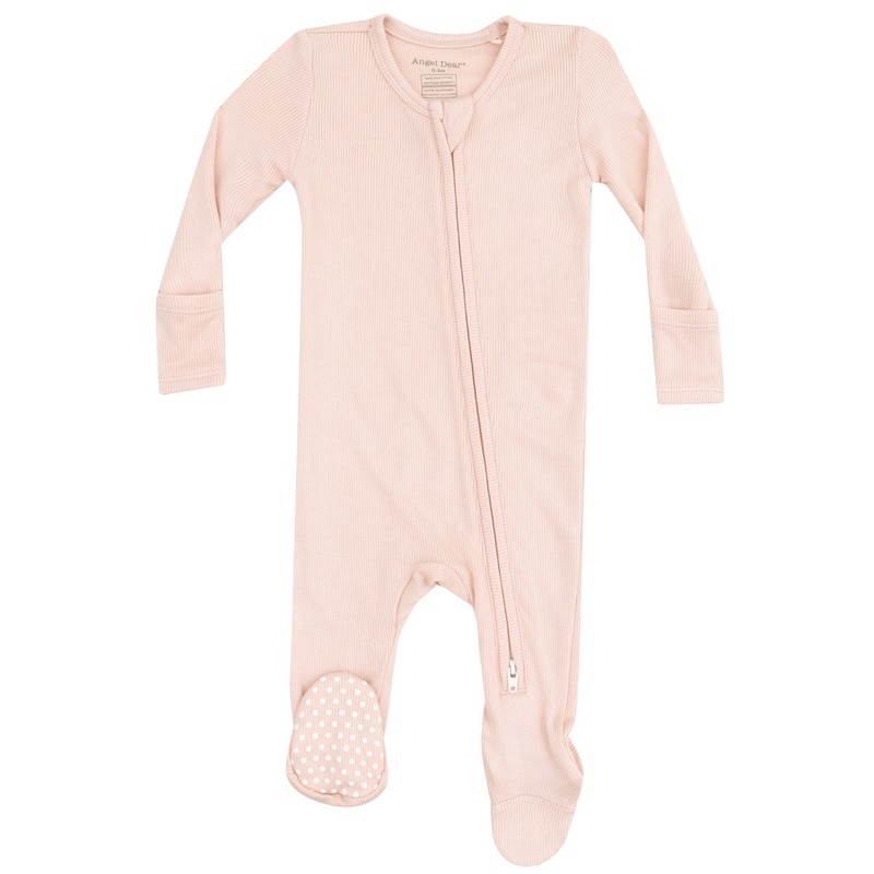2 Way Zipper Footie – Solid Rose Smoke Ribbed