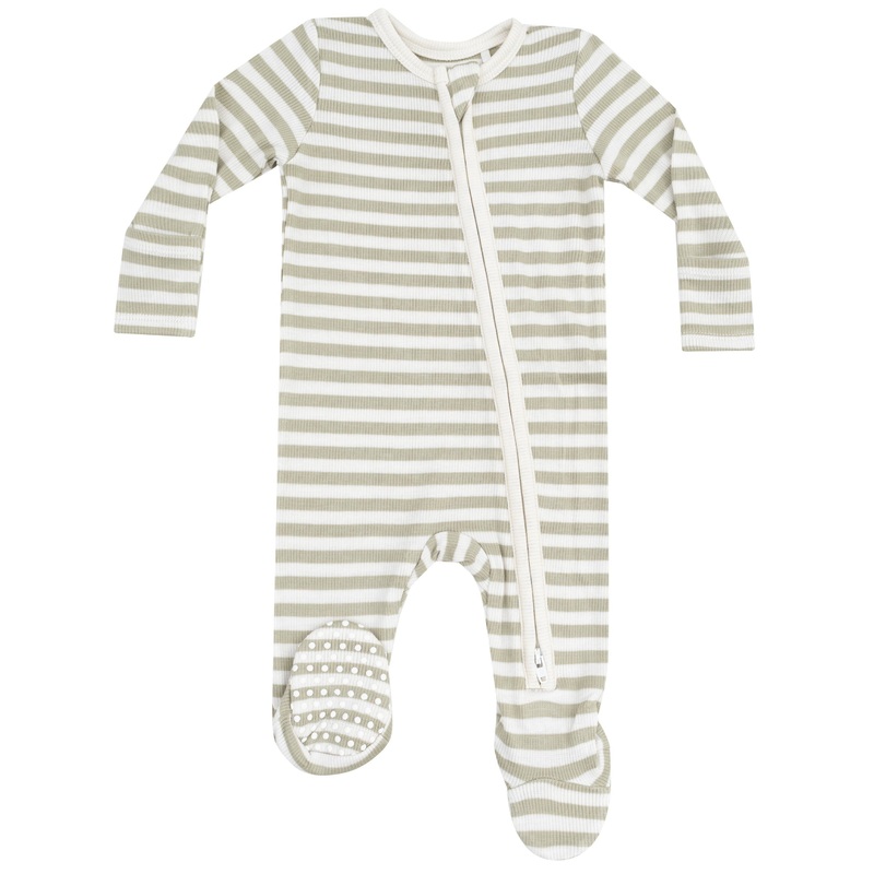 2 Way Zipper Footie – Stripe Sage