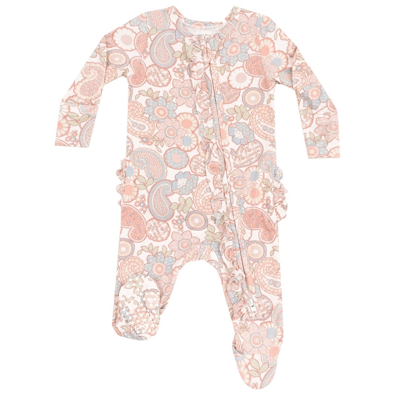 2 Way Zipper Ruffle Front Footie – Folk Paisley