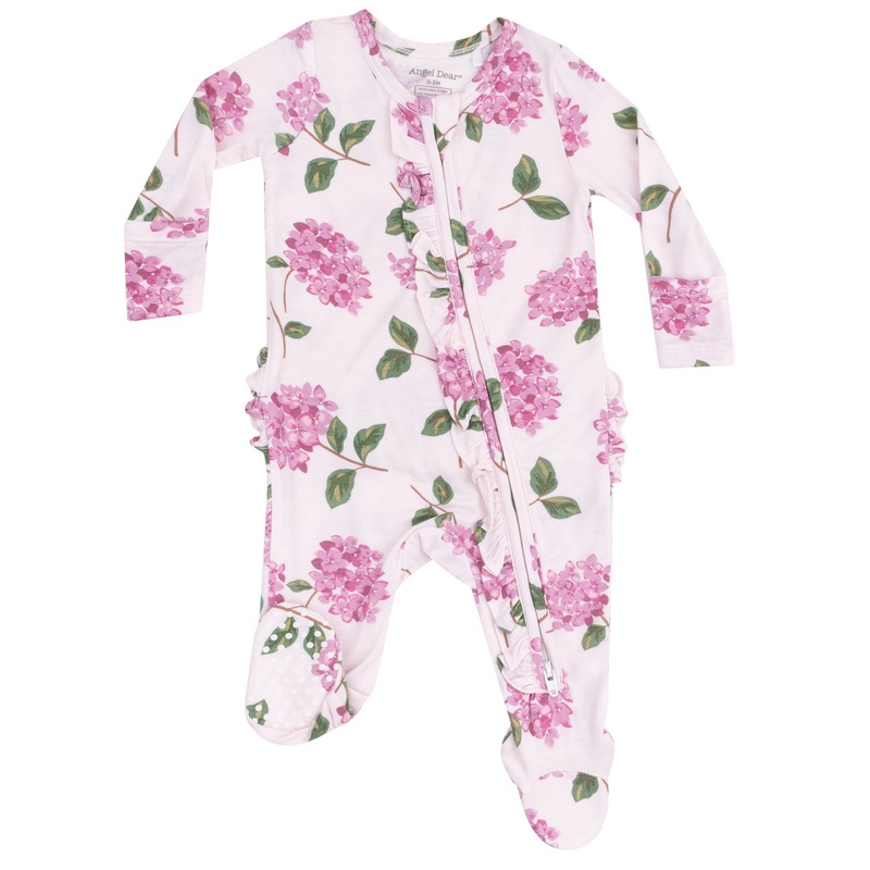 2 Way Zipper Ruffle Front Footie – Hydrangeas