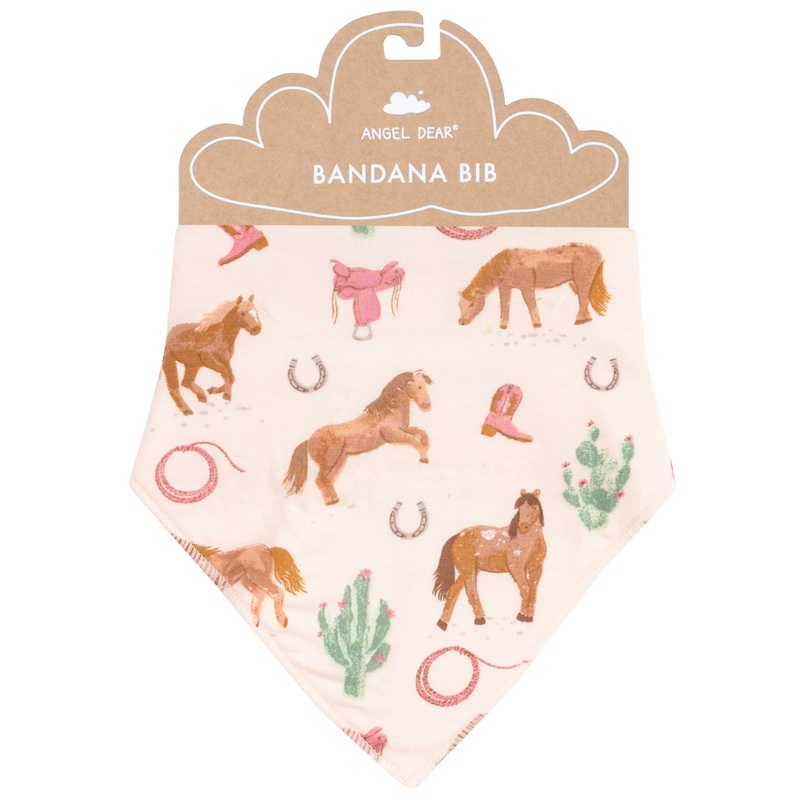 Bandana Bib – Western Horses Pink