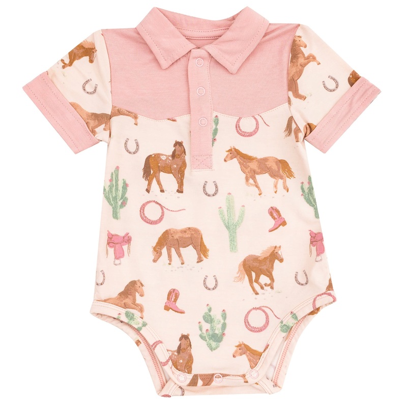 Bodysuit – Western Horses Pink