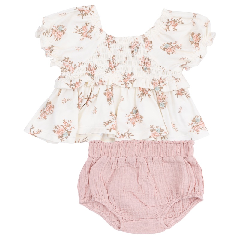 Cap Sleeve Smocked Blouse and Muslin Bloomer – Vintage Rosebuds