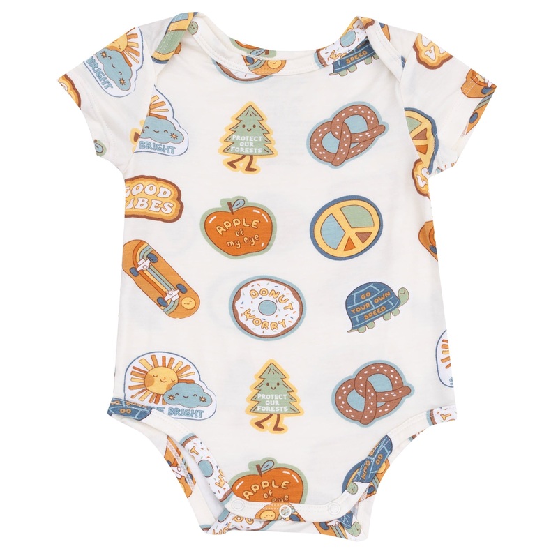 Short Sleeve Bodysuit – Groovy Vibes Stickers  Tan