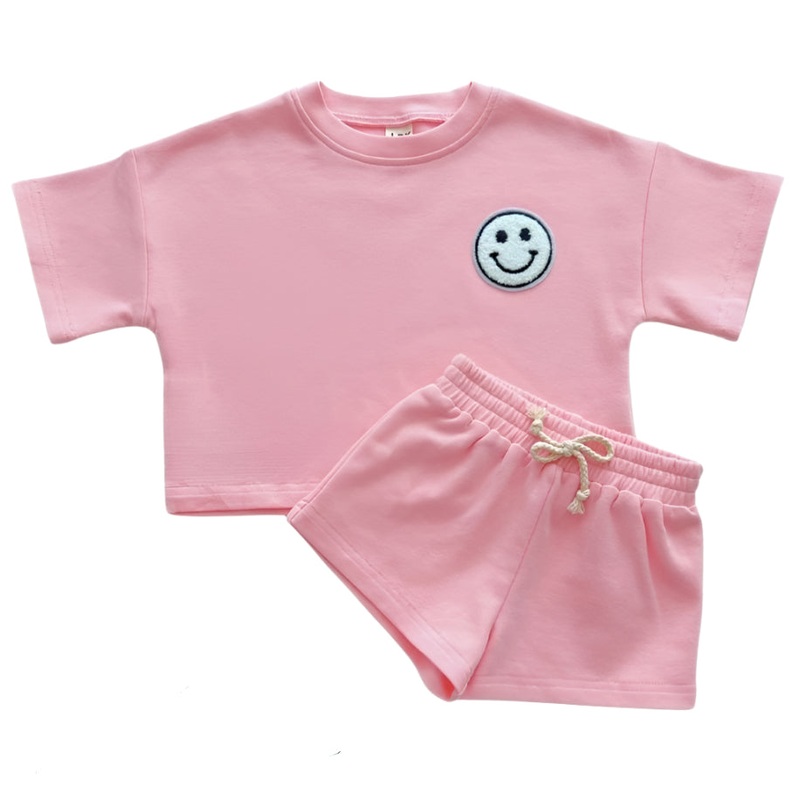 Smiley Shorts Set | Pink Peach