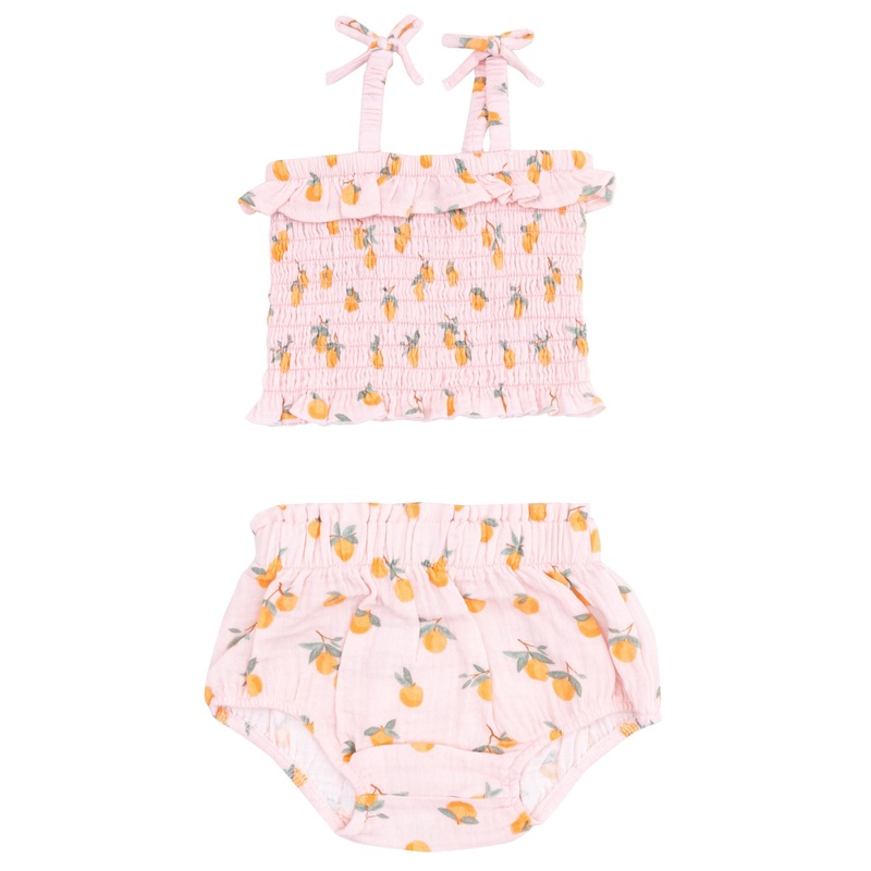 Smocked Ruffle Top and Bloomer – Sweet Clementines