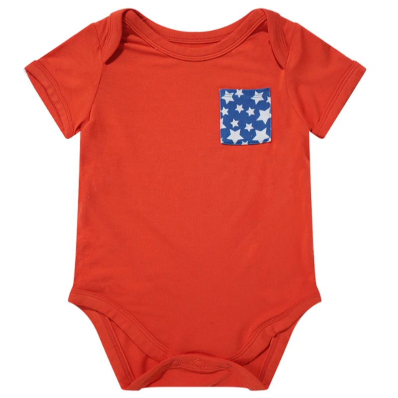 4th of July Star Pocket Baby Onesie