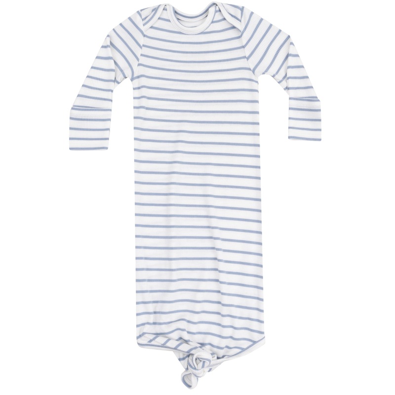 Knotted Gown – French Stripe Dusty Blue