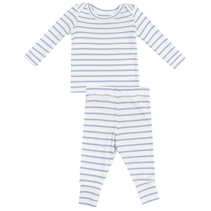 Lounge Wear Set – French Stripe Dusty Blue