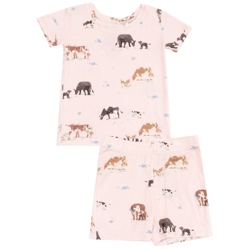 Loungewear Short Set – Cow Families Pink