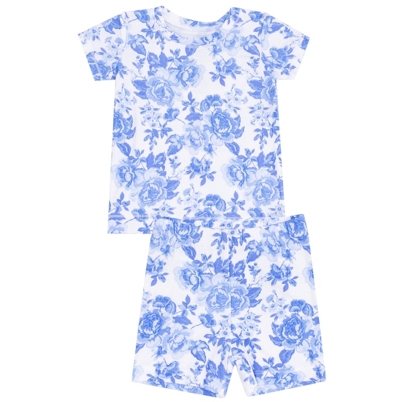 Loungewear Short Set – Roses In Blue