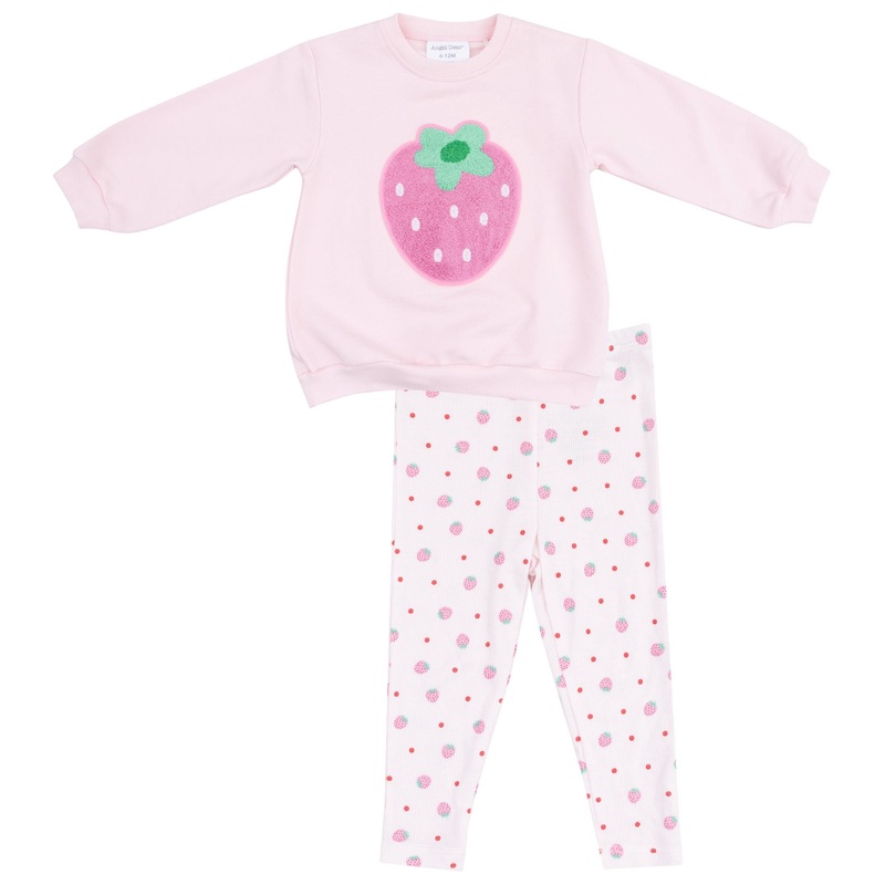 Oversize Applique Sweatshirt + Leggings – Strawberry Swiss Dot French Terry