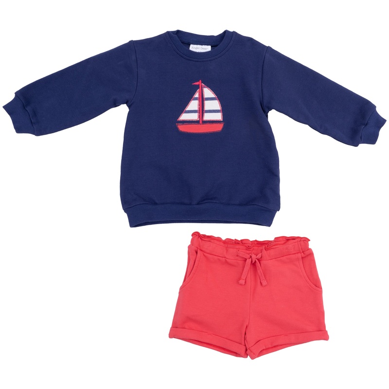 Oversized Applique Sweatshirt and Paperbag Short – Sailboat French Terry