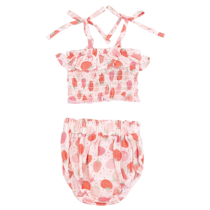 Smocked Ruffle Top and Bloomer – Strawberry Bliss