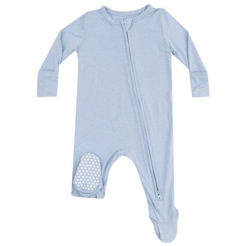 2  Way Zipper Footie – Solid Blue Fog