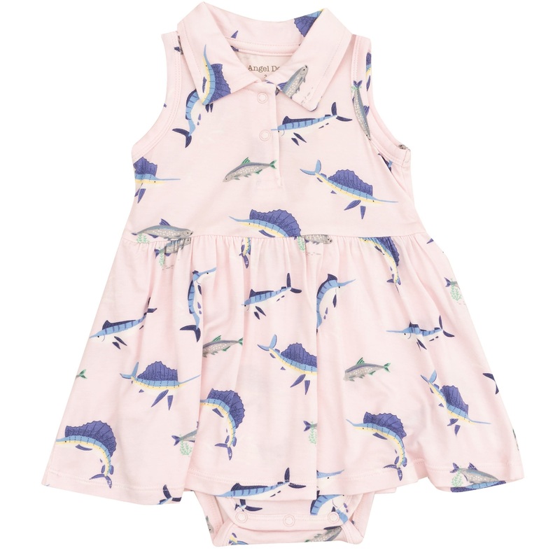 Polo Collar Bodysuit Dress – Deep Sea Fishing Pink