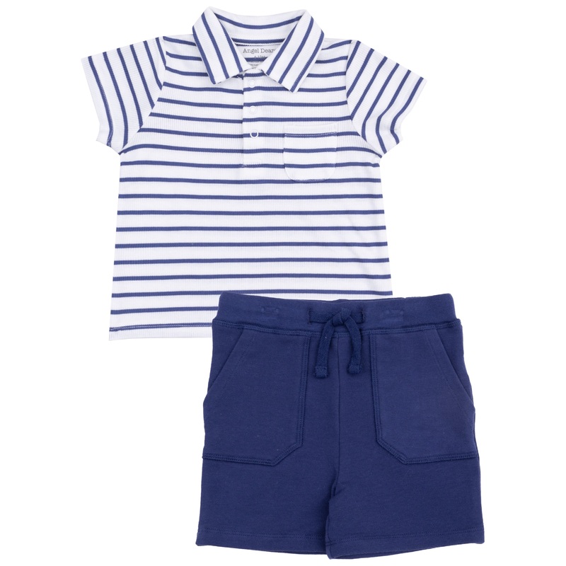 Polo Shirt And French Terry Short – Stripe Vintage Navy