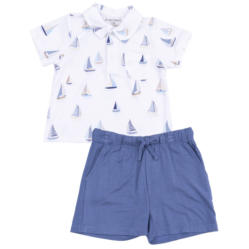 Polo Shirt & Short – Sailboats Blue
