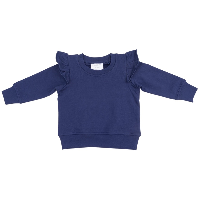 Ruffle Shoulder Sweatshirt – Navy French Terry