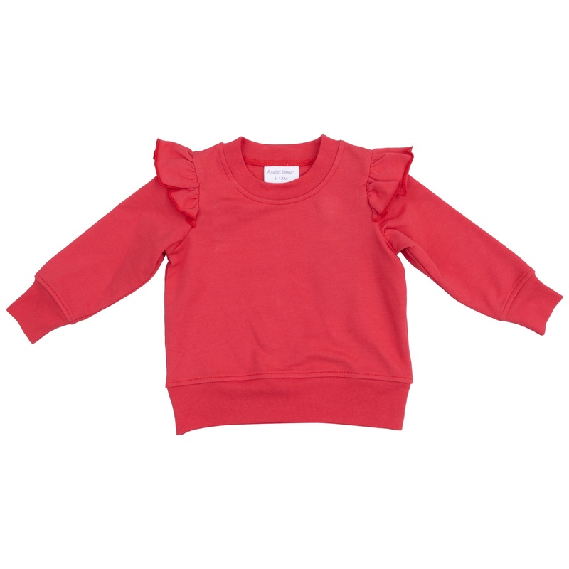 Ruffle Shoulder Sweatshirt – Red French Terry