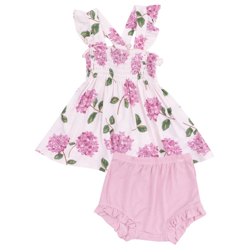 Ruffle Strap Smocked Top and Diaper Cover – Hydrangeas