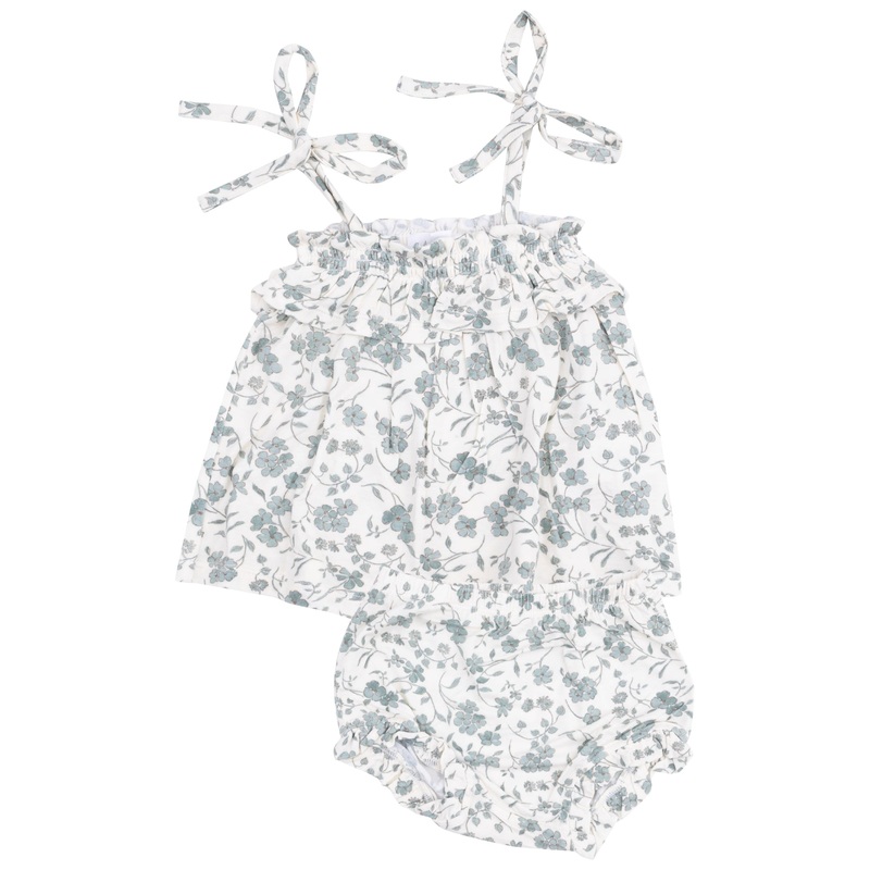 Ruffle Top & Bloomer – Baby’s Breathe Floral