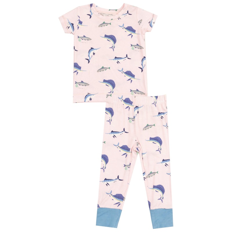 Short Sleeve Loungewear Set – Deep Sea Fishing Pink