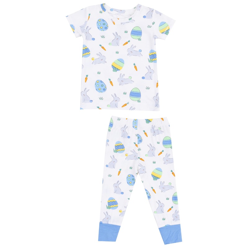 Short Sleeve  Loungewear Set – Easter Bunnies Blue
