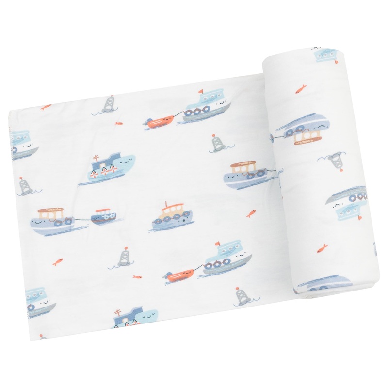 Swaddle Blanket – Bubbly Tugboats