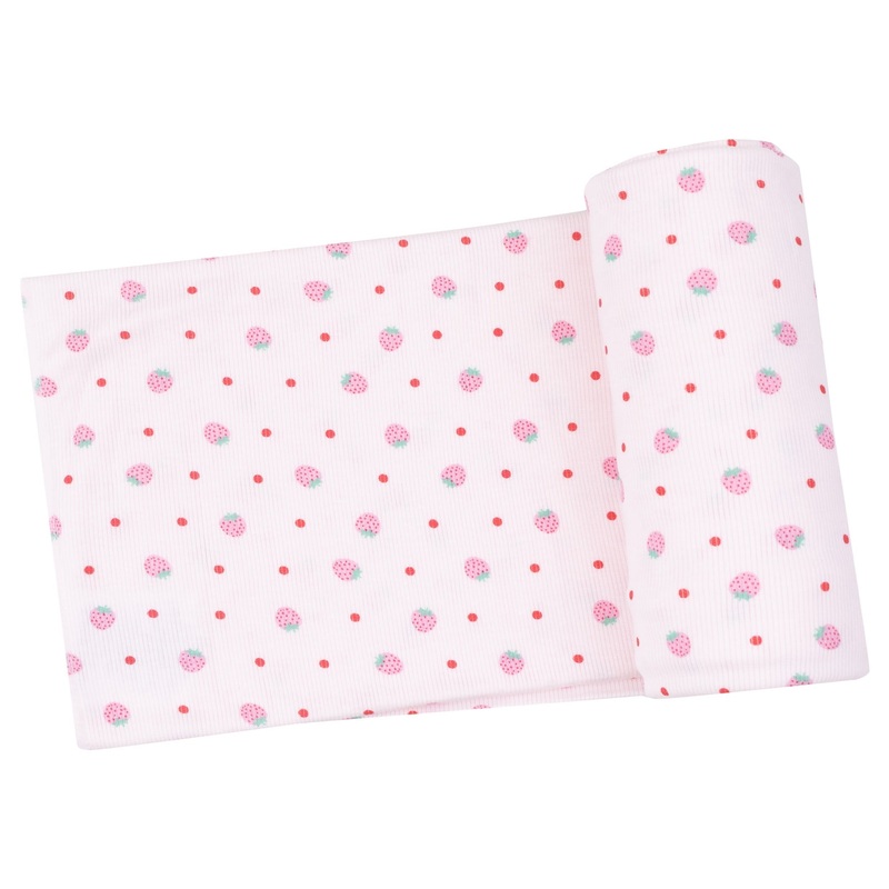 Swaddle Blanket – Strawberry Swiss Dot