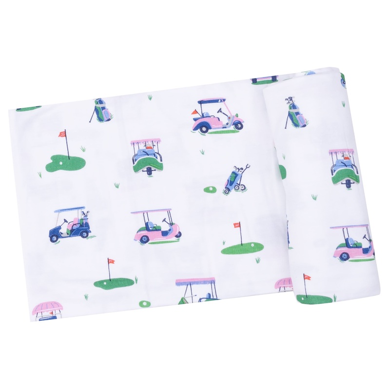 Swaddle Blanket – Vintage Golf Carts Pink