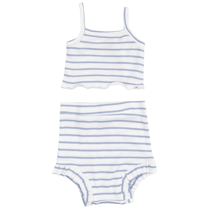 Tank Top & High Waisted Short – French Stripe Dusty Blue