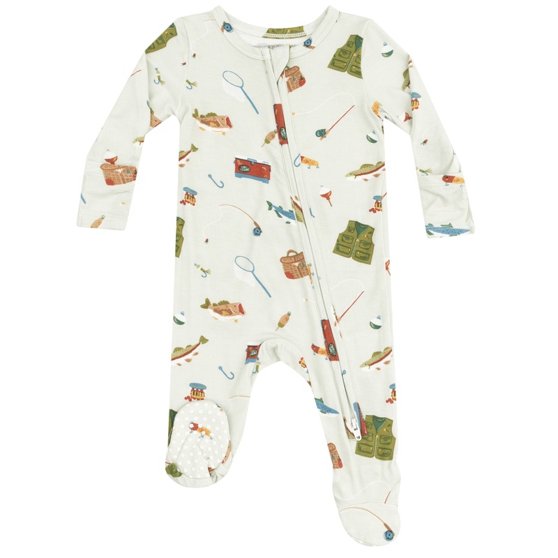2 Way Zipper Footie – Fishing Things Green