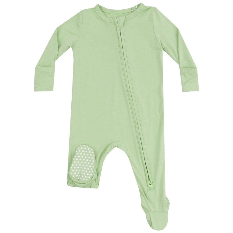 2 Way Zipper Footie – Solid Foam Green