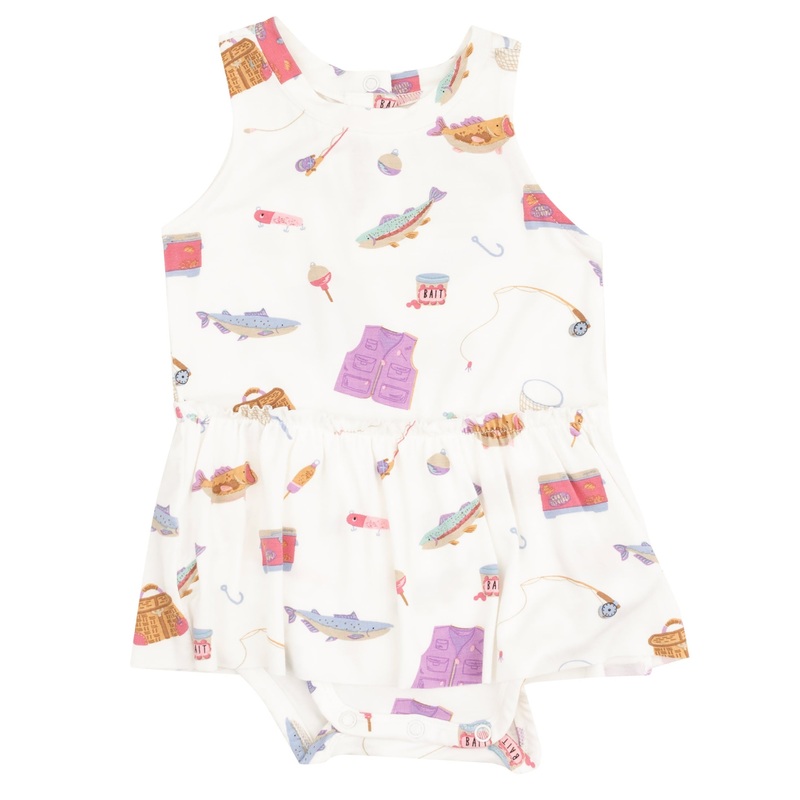 Bodysuit with Skirt – Fishing Things Pink